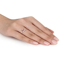 Carat T. G. W. Morganite și diamant-Accent 14kt inel de logodna din Aur Roz