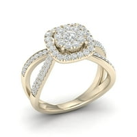 3 4CT TDW diamant 14k aur galben Halo inel de logodna