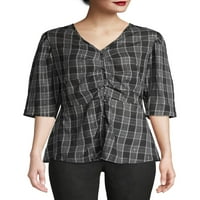 Atitudine necunoscută femei Peplum carouri Top