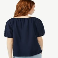 Bluză plisată pentru femei cu mâneci scurte