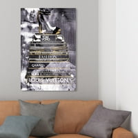 Wynwood Studio Fashion și Glam Wall Art Canvas Prints 'Amethyst Fashion Thoughts' Cărți-gri, auriu