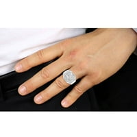 Inel pentru bărbați cu Accent de diamant alb 10k din Aur Alb
