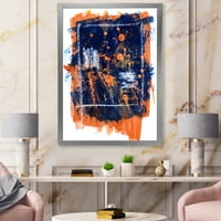 Designart 'bleumarin și portocaliu Abstract' imprimare modernă de artă încadrată