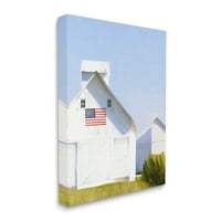 Stupell Industries White Barn Rural Country Field American Flag Painting Gallery Wrapped Canvas Print Wall Art, Design de Amy Hall