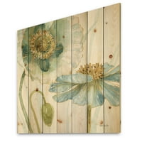 Designart 'Abstract My Greenhouse Cottage Flowers II' imprimeu tradițional pe lemn Natural de pin