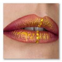 Femeie Buzele Close - Up Cu Ruj Rosu, Vopsea De Aur Pictura Panza Arta De Imprimare