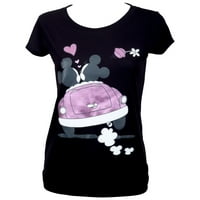 Tricou negru pentru femei Mickey și Minnie Moto Mouse-XLARGE