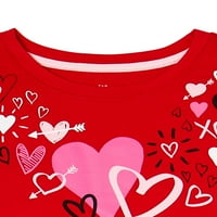 Tricou grafic hearts de Ziua Îndrăgostiților pentru fete, mărimi 4-18