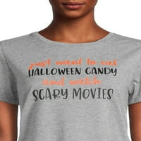 Tricou grafic de noapte de film de Halloween pentru femei, Tricou Cu mânecă scurtă de toamnă De La Way to Celebrate, Dimensiuni S-3XL