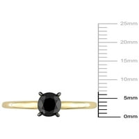 Carat T. W. diamant negru 14kt aur galben Oval Solitaire inel de logodna
