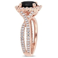 Miabella 1-Carat T. W. diamant alb-negru 14k aur roz Halo inel de logodna