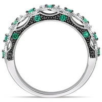Miabella femei Carat T. G. W. a creat Emerald & Diamond Accent 10kt Aur Alb texturate inel