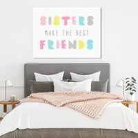 Wynwood Studio Best Friend Sisters Bright tipografie și citate imprimare pe pânză de artă de perete-alb, roz, 36 24