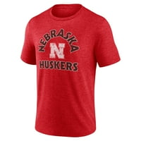 Bărbați fanatici marca Heathered Scarlet Nebraska Huskers Retro Arc Tri-Blend T-Shirt