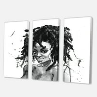 Designart 'portret alb-negru al femeii afro-americane II' modern Canvas Wall Art Print