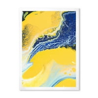 Designart 'compoziție abstractă în albastru și galben VII' modern Framed Art Print