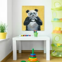 Imprimeu de pictură Heart Panda pe pânză înfășurată