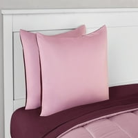 Piloni pat de culoare solidă într-o pungă set de lenjerie de pat de coordonare, mov, regină