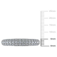 Miabella Carat T. W. diamant 10k aur alb inel Semi-eternitate pe trei rânduri
