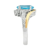 Brilliance Fine bijuterii veritabil albastru Topaz diamant Accent inel în argint Sterling și aur galben de 10k