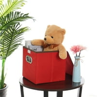 Pliabil de stocare Cube Bin jucărie Bo organizator cu mânere metalice & capac roșu