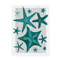 Marcă comercială Fine Art 'Green Starfish Collection' Canvas Art de Fab Funky