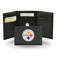 Rico Industries fotbal Pittsburgh brodate din piele Tri-fold portofel 3.25 4.25 - Slim