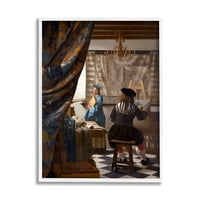 Stupell Industries alegoria picturii Johannes Vermeer pictură clasică de portret artă încadrată albă imprimare artă de perete, Design de one1000paintings