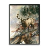 Elk Pădure Pantă De Compensare Animale & Insecte Arta Grafica Negru Încadrată Arta Imprimare Perete Arta