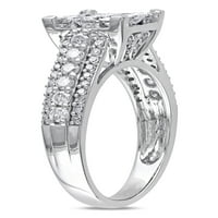 Miabella 1-Carat T. W. diamant 10k aur alb pătrat inel de logodna