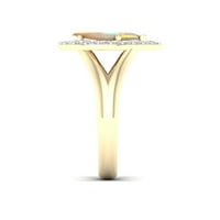 Imperial Gemstone 10k aur galben placat cu argint pere tăiat creat Opal creat Alb Safir Halo femei cocktail inel