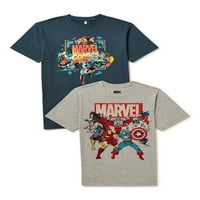 Tricou grafic Comic clasic cu mânecă scurtă The Avengers Boys, pachet 2, dimensiuni XS-XXL