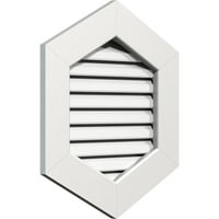 Ekena Millwork 16 W 34 h verticală vârf Gable Vent Pitch: funcțional, PVC Gable Vent w 1 4 plat Trim Cadru