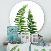 Designart 'Fern plant Leaves Detail IV' Farmhouse Circle Metal Wall Art-Disc din 11