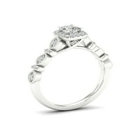 3 8CT TDW Printesa diamant 10k aur alb inel de logodna