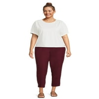 Pantaloni Pull-On din catifea de dimensiuni mari pentru femei, cu buzunare, 28 Inseam Pentru obișnuit