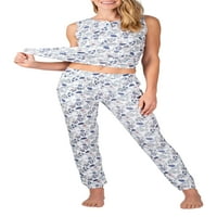 Pijamale Henley Rezervor de top și Jogger Set super moale Boho florale poliester amestec pijama Set femei