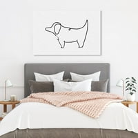 Wynwood Studio animale Wall Art Canvas printuri 'Puppy Outline Simple' câini și cățeluși-Negru, alb