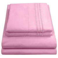 Cearșafuri de pat din seria Sweet Home Collection-Set de cearșafuri adânci din microfibră Extra moale-roz, Twin XL