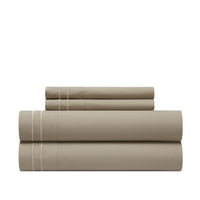 Chic Home Savina Set De Foi De Culoare Solidă Din 4 Piese, Regină, Taupe