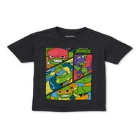 Teenage Mutant Ninja Turtles Boys TMNT Frame Wave tricou grafic cu mânecă scurtă, dimensiuni 4-18