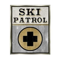 Stupell Industries Ski Patrol schi Medical artă grafică luciu Gri Floating Framed Canvas Print artă de perete, Design de Livi
