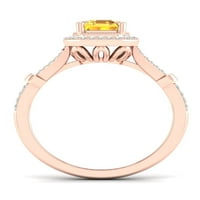 Imperial Gemstone 10k Rose Gold Emerald Cut Citrine CT TW diamant Halo Split Gamba femeii inel