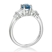 Jay inima modele Sterling argint autentic elvețian albastru Topaz și a creat Alb Safir inel
