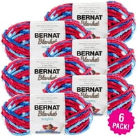 Bernat Blanket Brights fire-roșu, alb și Boom Pestriț, pachet multiplu de 6