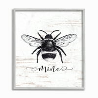 Stupell Home Decor Bee Mine Desen Pe Lemn Gri Încadrat Texturizat Art