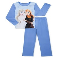 Set de somn pijama cu mânecă lungă și pantaloni Disney Frozen Girls, 2 piese, dimensiuni 4-12