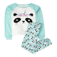 Setul De Pijamale Panda Childrens Place Girls, Dimensiuni 4-16, 2 Piese