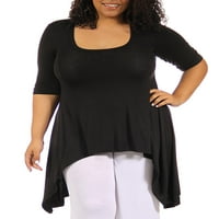 24seven Comfort Apparel femei Plus Size Extra lung High Low tunica Top