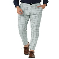 Chilipiruri unice bărbați Slim Fit carouri pantaloni de afaceri pantaloni cu buzunare